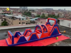 PVC Outdoor Inflatable Obstacle Course Bounce House Non Toxic Red Blue Color