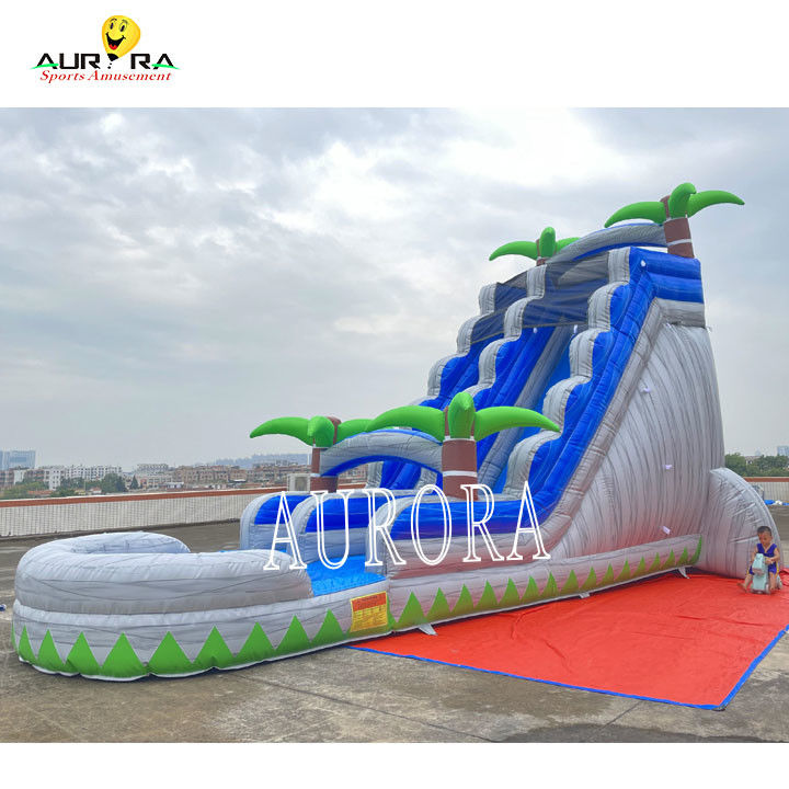 Blue And Gray Outdoor Inflatable Slide Combo With Bounce House For Kids