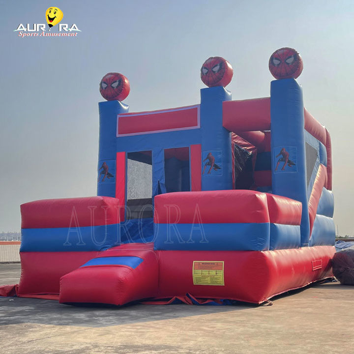 Spider Man Theme Colorful Inflatable Bouncy Castle Bouncer Combo Customized