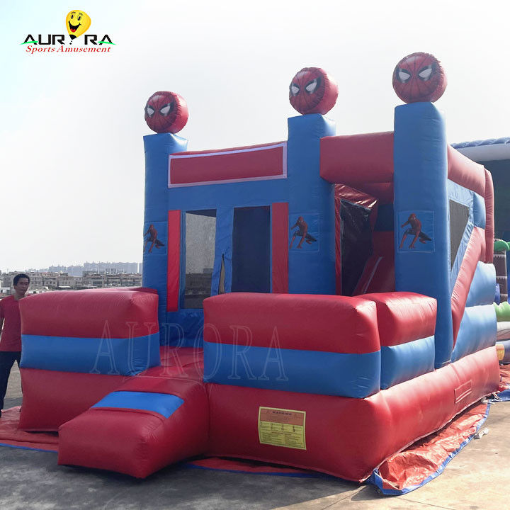 Spider Man Theme Colorful Inflatable Bouncy Castle Bouncer Combo Customized