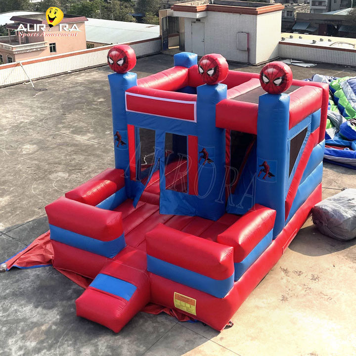 Spider Man Theme Colorful Inflatable Bouncy Castle Bouncer Combo Customized