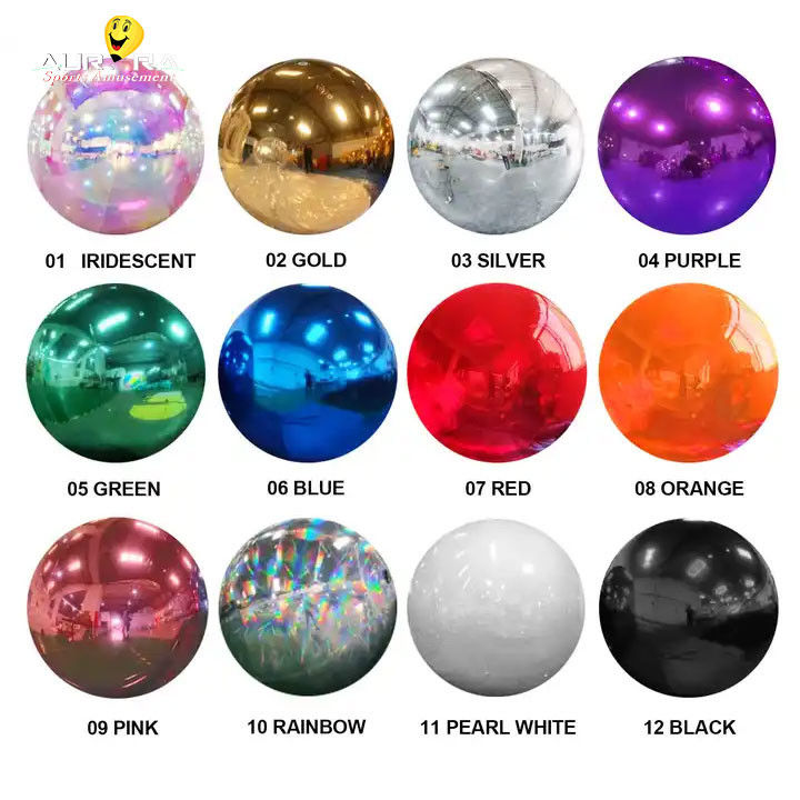 Colourful Inflatable Mirror Ball 0.3mm PVC Party Large Decorative Spheres