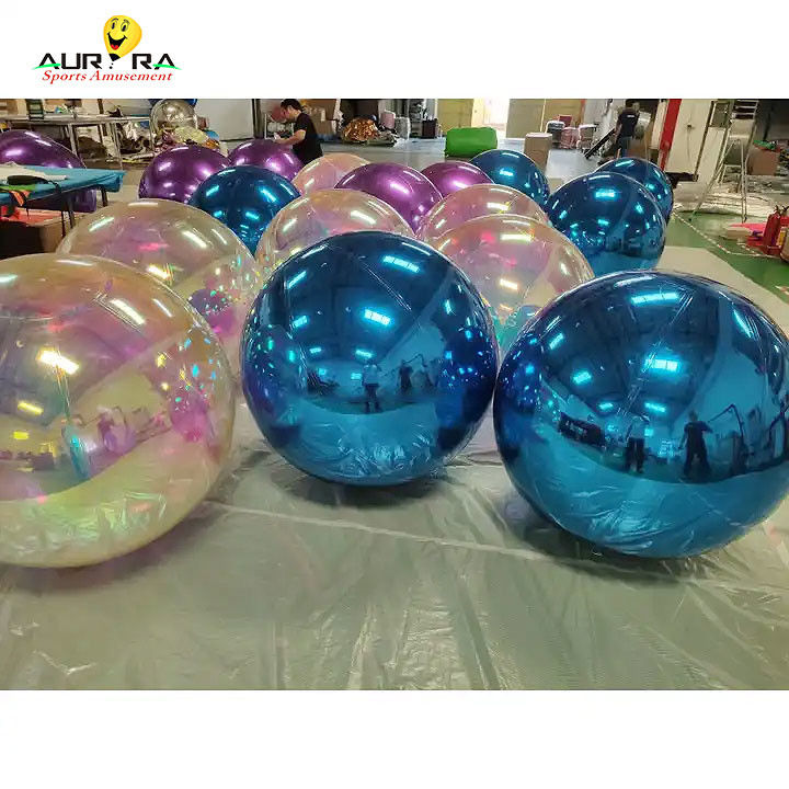 Giant Silver Inflatable Mirror Ball PVC For Christmas Wedding Party Decor