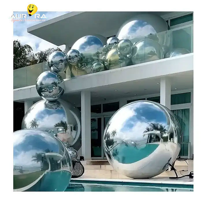 Pink PVC Inflatable Mirror Ball Event Decoration Big Shiny Balloon