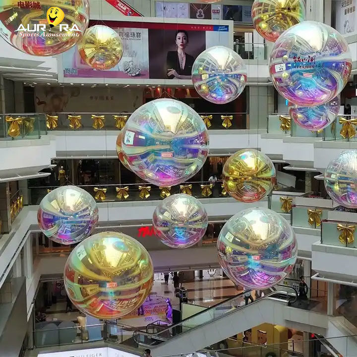 Pink PVC Inflatable Mirror Ball Event Decoration Big Shiny Balloon