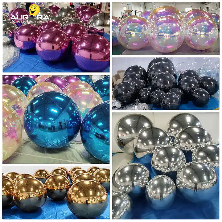 Pink PVC Inflatable Mirror Ball Event Decoration Big Shiny Balloon