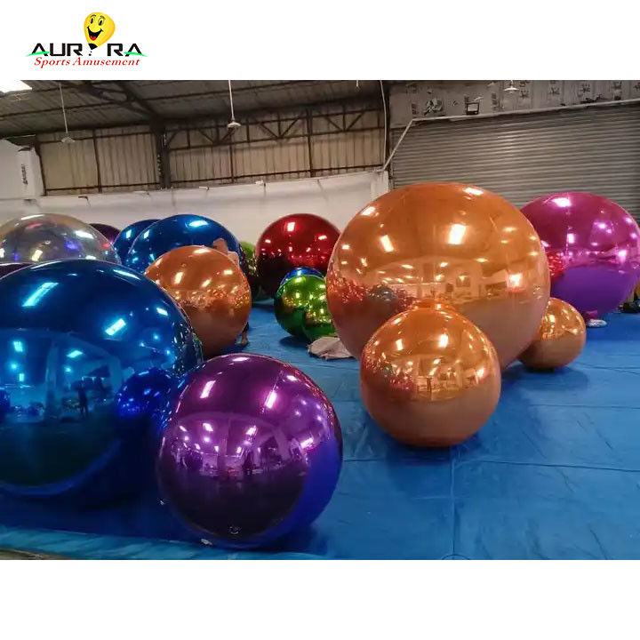 Customized Giant Inflatable Mirror Ball PVC For Decoration Party Red Blue Yellow