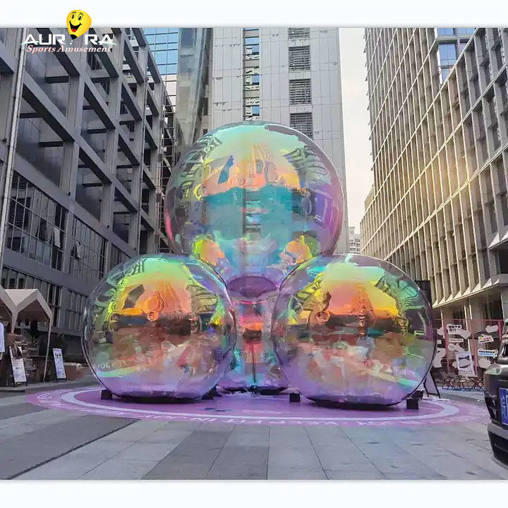 Customized Giant Inflatable Mirror Ball PVC For Decoration Party Red Blue Yellow