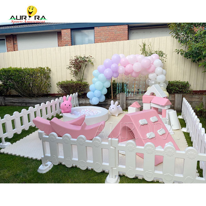 Soft Play Equipment Package Indoor Playground Rental Pink And White Kids Play Party
