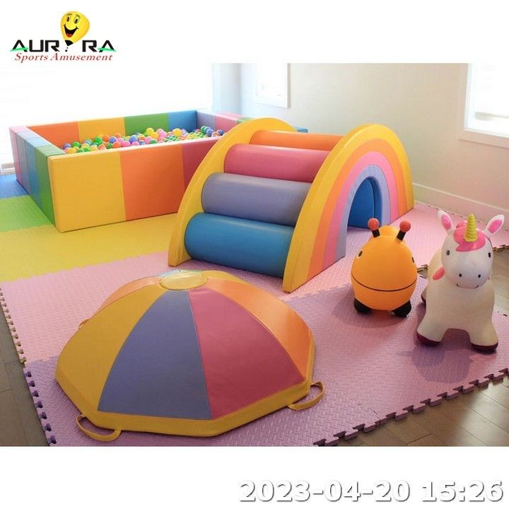PU Leather Kids Soft Play Equipment Block Foam Indoor Play Ground Ball Pit Pool Blue