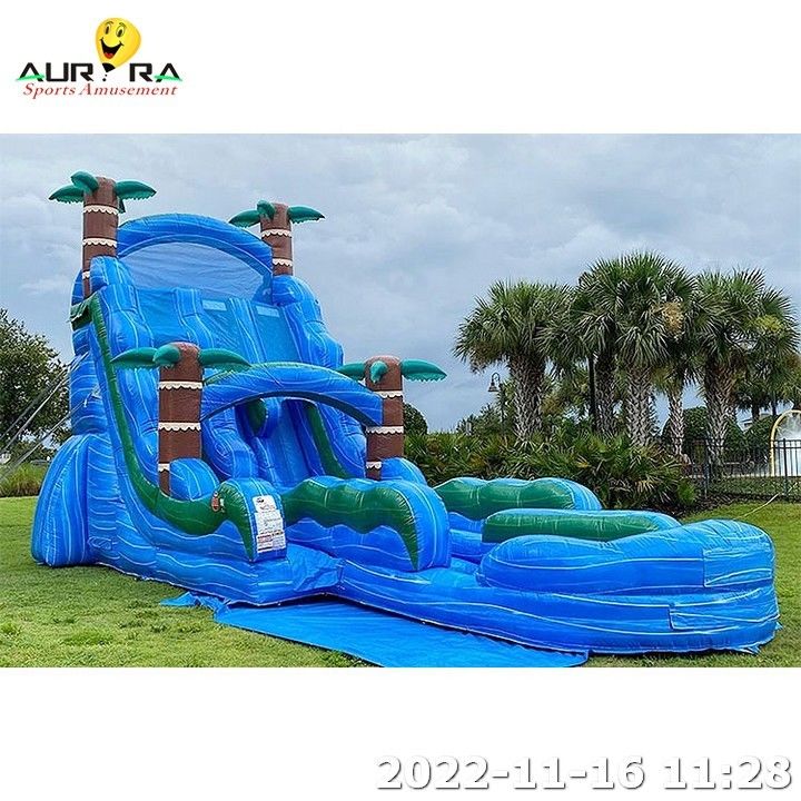 Outdoor Bouncy Inflatable Water Slides For Pool Jumping Castles Party Rental blue