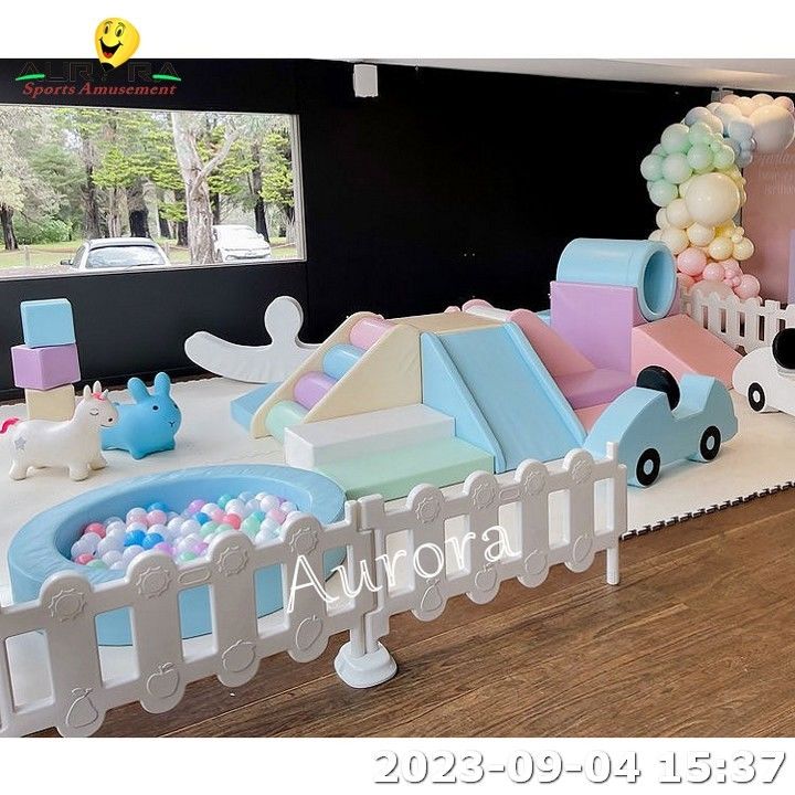 White Soft Play Equipment Set Package Neutral Color Soft Items Foam Blocks Kids