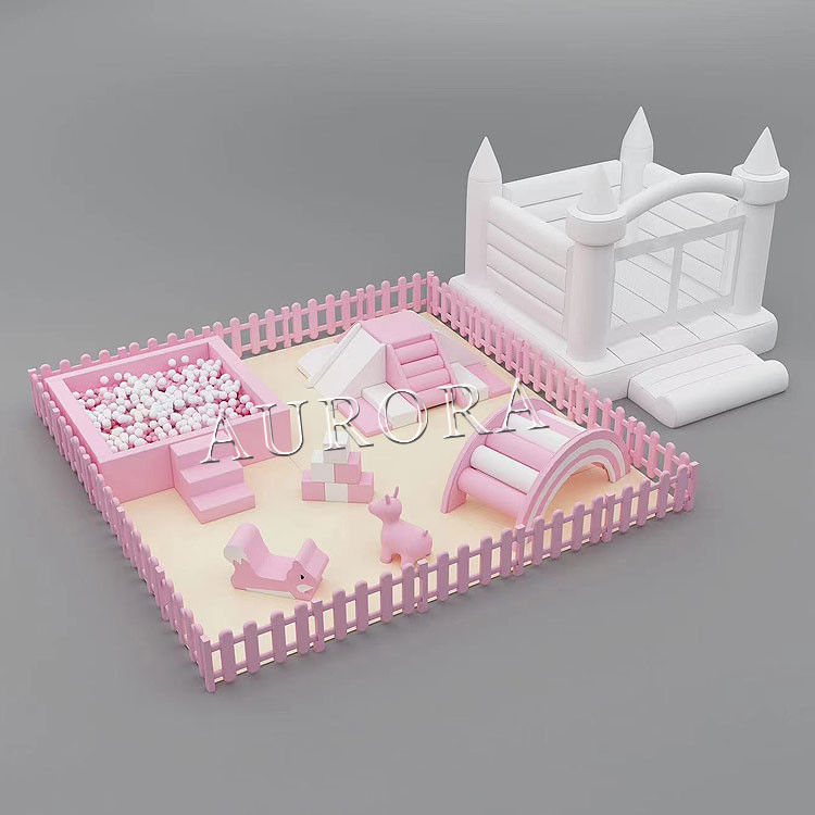 Soft Play White Fence Ball Pit Soft Play Equipment White Soft Play Set For Party Rental