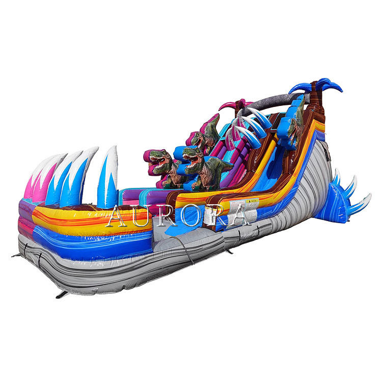 Outdoor Bouncy Inflatable Water Slides For Pool Purple Blue Commercial Grade Giant