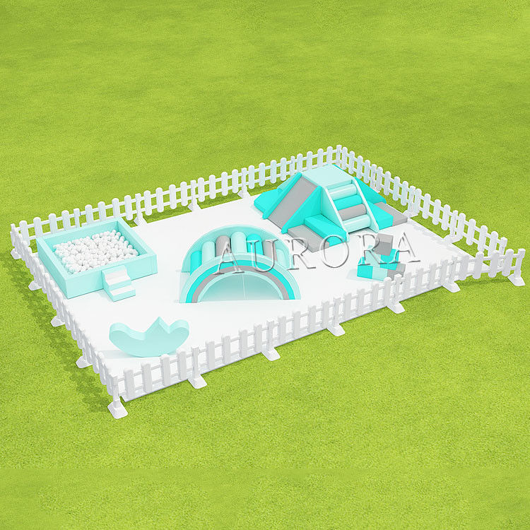 Soft Play Equipment Set White And Blue Foam Play For Party Rental Business