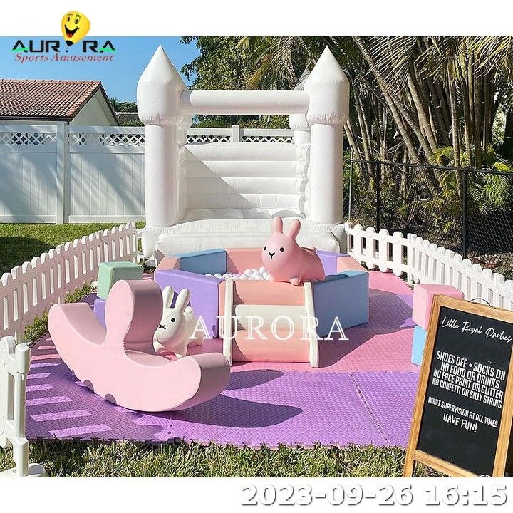 Soft Play Area For Baby White Soft Play Equipment For Kids Ball Pit With Slide