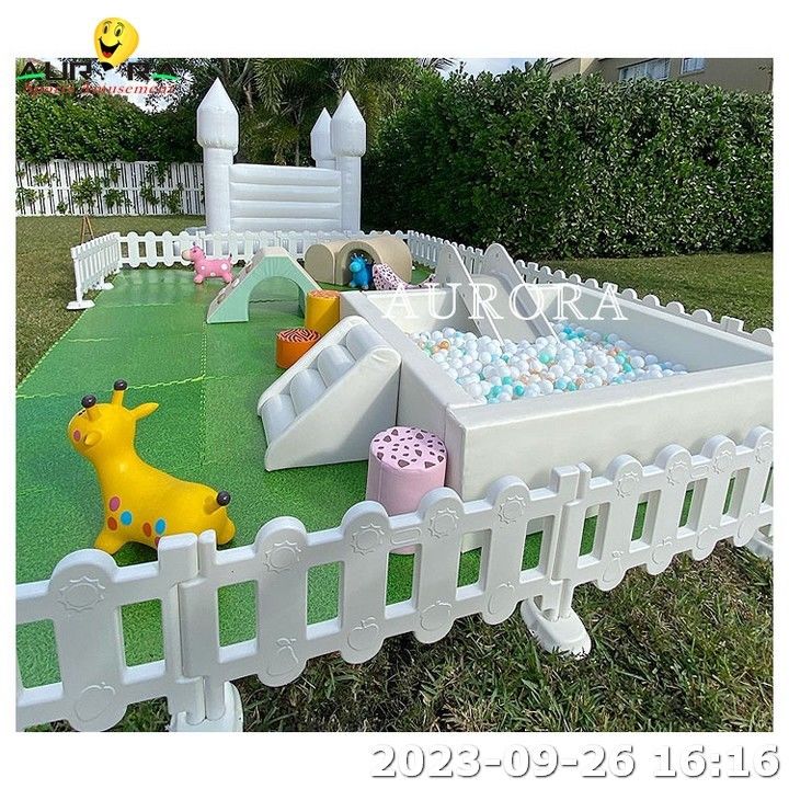 Soft Play Area For Baby White Soft Play Equipment For Kids Ball Pit With Slide