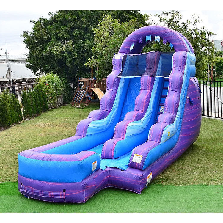 Kids Rental Event Inflatable Water Slides For Pool Blue Wave Water Slide With Pool