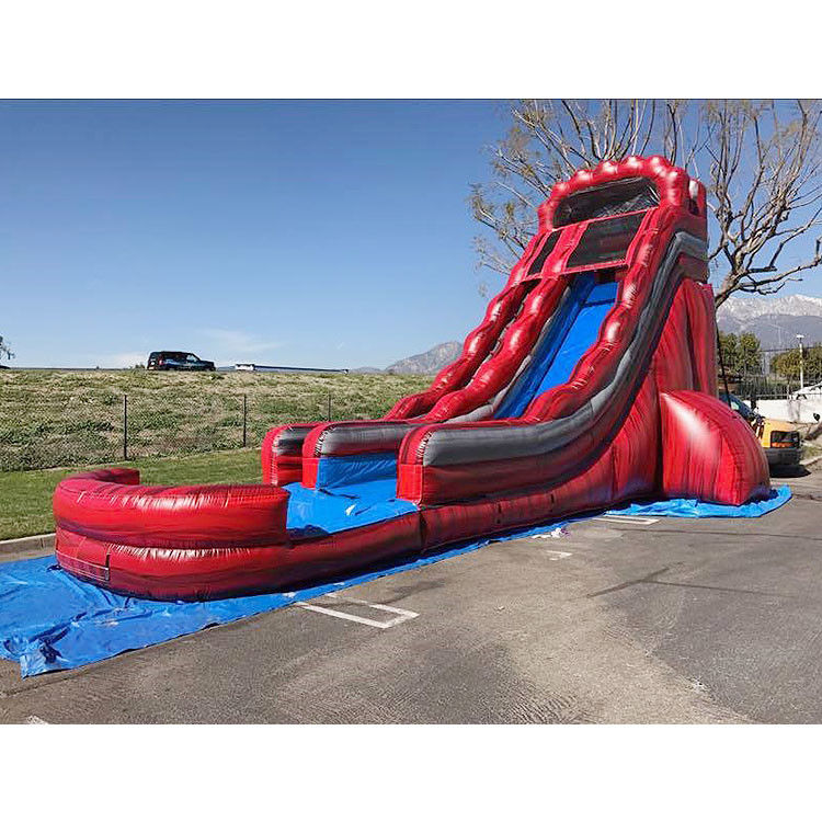 Kids Rental Event Inflatable Water Slides For Pool Blue Wave Water Slide With Pool