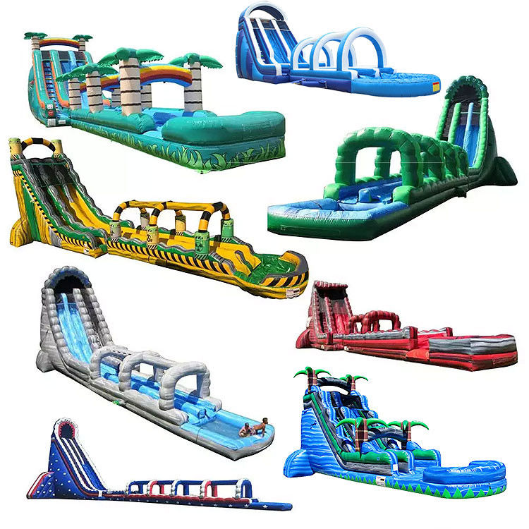 Commercial Inflatable Water Slide Red Pvc Water Slide With Air Blower For Kids Adults