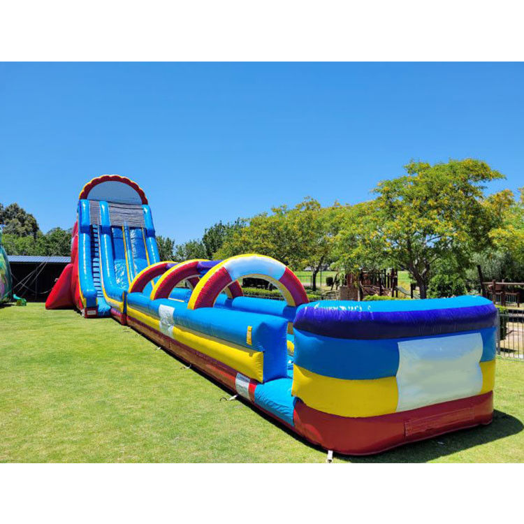 Cheap Inflatable Water Slides 24'H Triple Lane Tropical Giant Water Slides For Adults