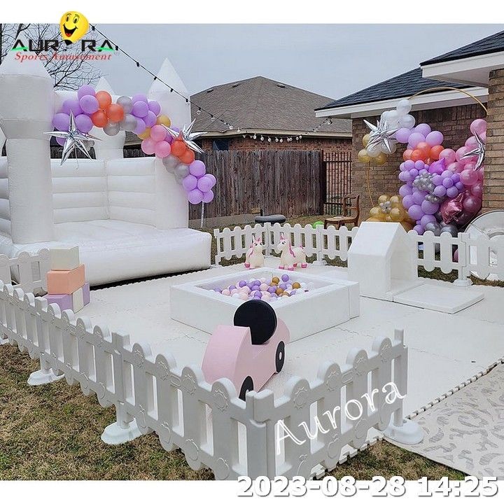 Soft Play Bounce House Rental Outdoor Soft Play With Slide And Ball Pit White