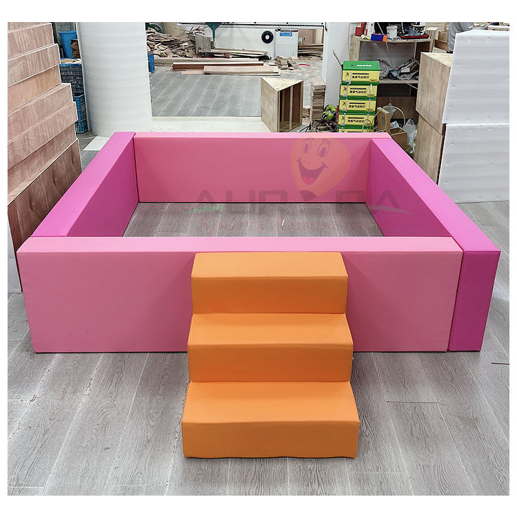 Orange Soft Play Equipment With Ball Pit And Slide Rose Red Soft Playground Indoor