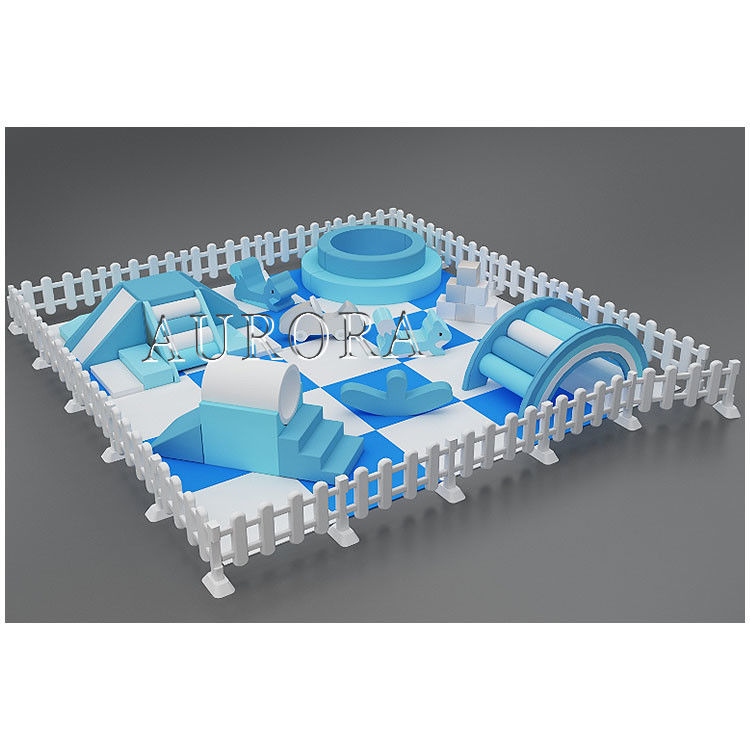 Customized Soft Play Equipment Set White And Blue Foam Soft Play With Ball Pit