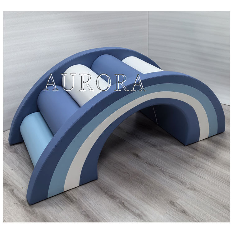 Customized Soft Play Equipment Set White And Blue Foam Soft Play With Ball Pit