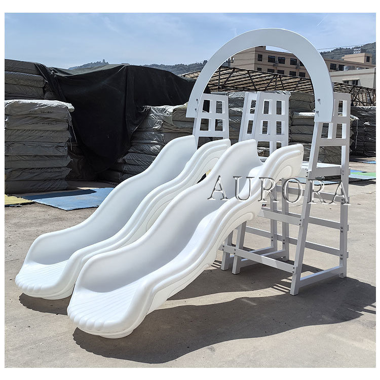 Outdoor Double Slide With Arch White Soft Play Equipment Plastic Slide Kids Play Slide