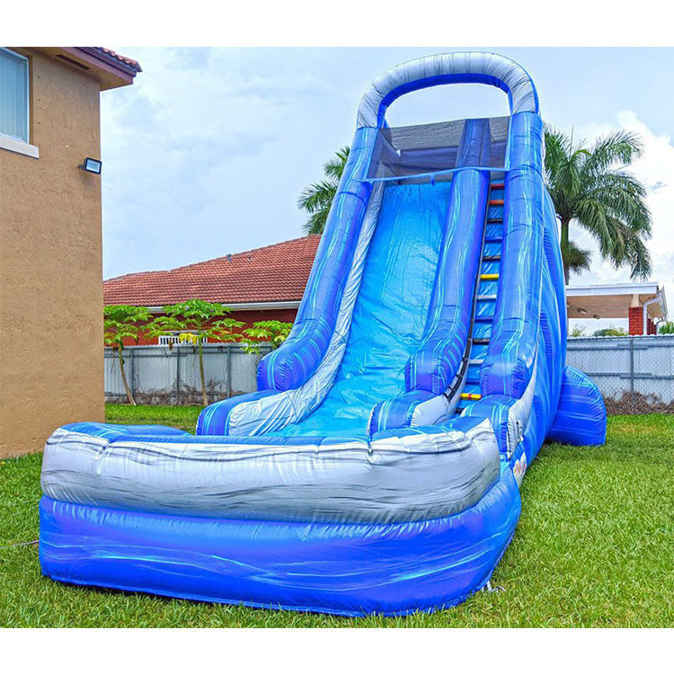 Inflatable Water Slide With Pool For Kid'S PVC Blue Backyard Lane Water Slide 22ft