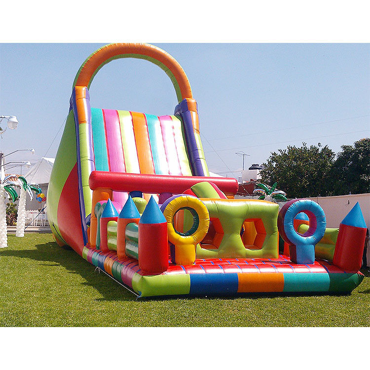 Inflatable Water Slide For Adults Green Commercial Water Slide With Pool For Kids