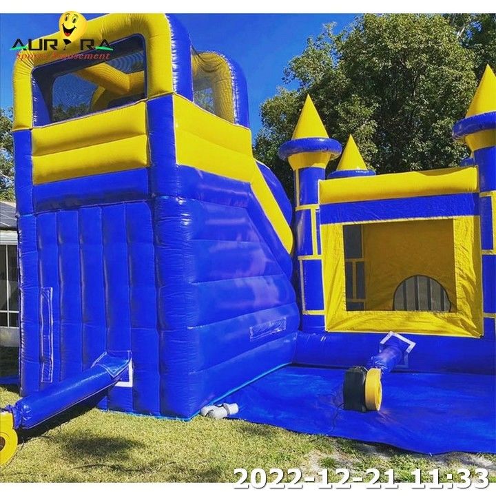 Inflatable Bounce House Jumping Bouncer Blue Color Customized combo slide